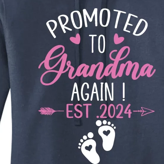 Promoted To Grandma 2024 Again Grandma Pregnancy Est 2024 Women's Pullover Hoodie