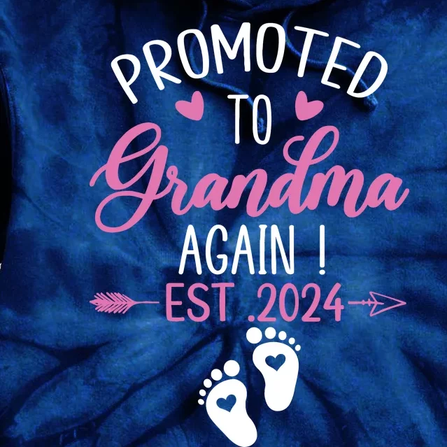 Promoted To Grandma 2024 Again Grandma Pregnancy Est 2024 Tie Dye Hoodie