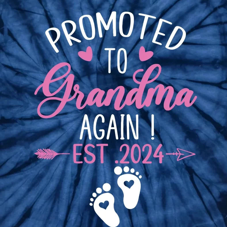 Promoted To Grandma 2024 Again Grandma Pregnancy Est 2024 Tie-Dye T-Shirt