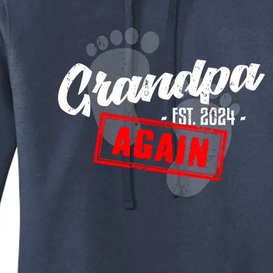 Promoted To Grandpa Again Est 2024 Grandfather Fathers Day Gift Women's Pullover Hoodie