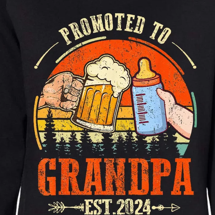 Promoted to Grandpa Est 2024 Retro Fathers Day New Grandpa Womens California Wash Sweatshirt