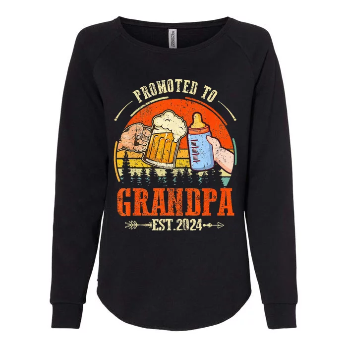 Promoted to Grandpa Est 2024 Retro Fathers Day New Grandpa Womens California Wash Sweatshirt