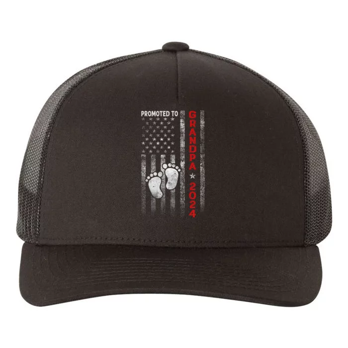 Promoted To Grandpa 2024 American Flag Yupoong Adult 5-Panel Trucker Hat