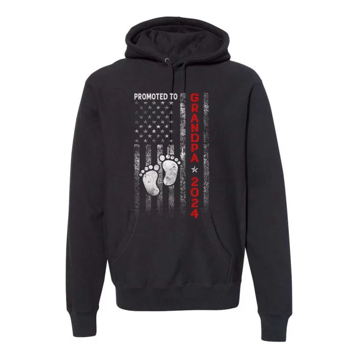 Promoted To Grandpa 2024 American Flag Premium Hoodie