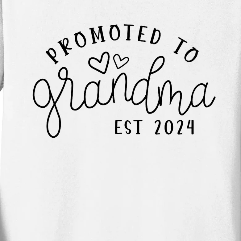 Promoted To Grandma Est 2024 New Grandma Mothers Day Kids Long Sleeve Shirt