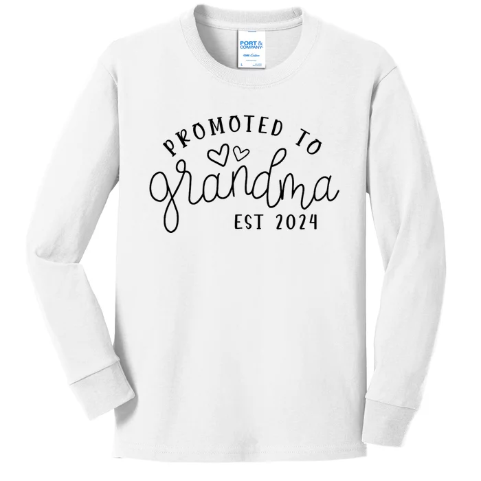 Promoted To Grandma Est 2024 New Grandma Mothers Day Kids Long Sleeve Shirt