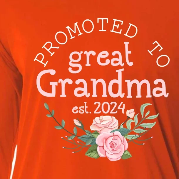 Promoted To Great Grandma Est 2024 Women First Time Grandma Cooling Performance Long Sleeve Crew