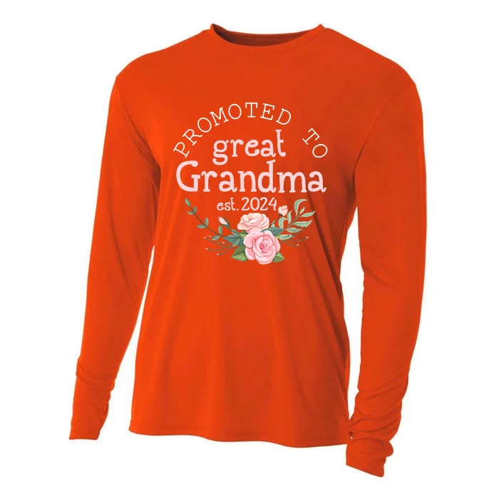 Promoted To Great Grandma Est 2024 Women First Time Grandma Cooling Performance Long Sleeve Crew