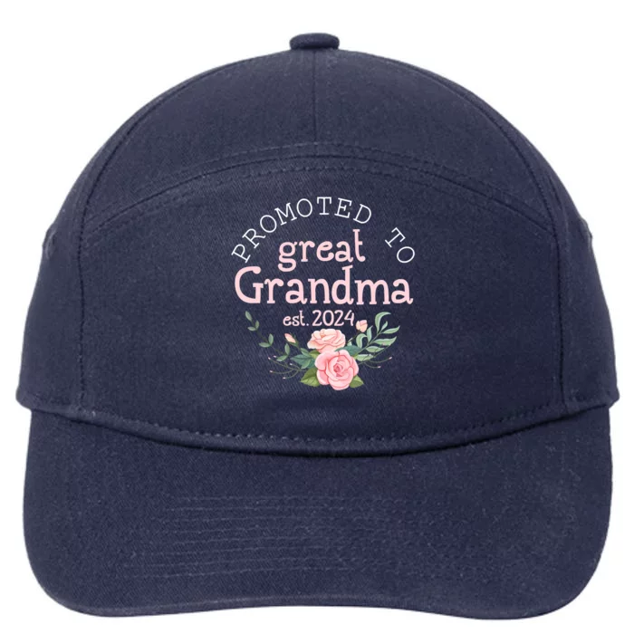 Promoted To Great Grandma Est 2024 Women First Time Grandma 7-Panel Snapback Hat