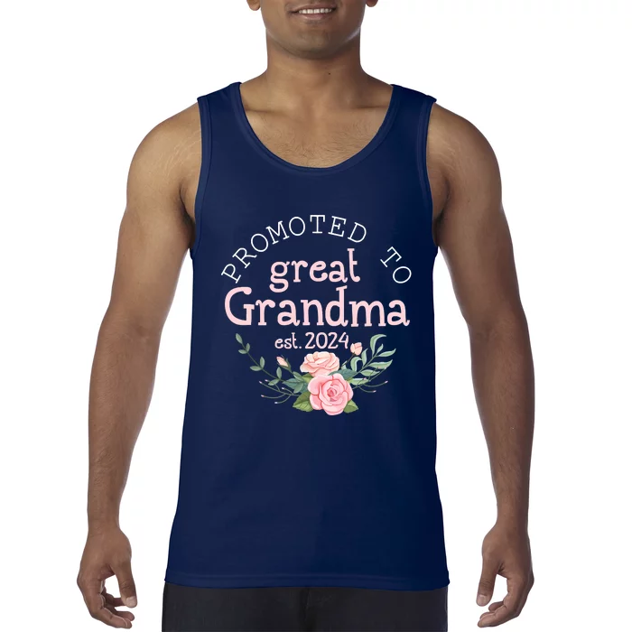 Promoted To Great Grandma Est 2024 Women First Time Grandma Tank Top