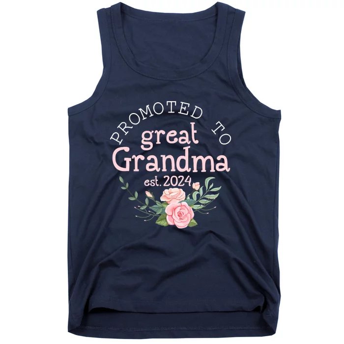 Promoted To Great Grandma Est 2024 Women First Time Grandma Tank Top