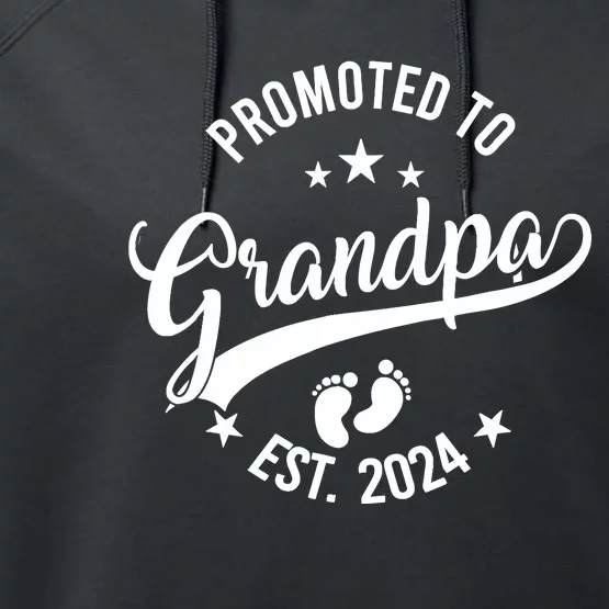 Promoted To Grandpa Est 2024 Fathers Day New Grandpa Performance Fleece Hoodie