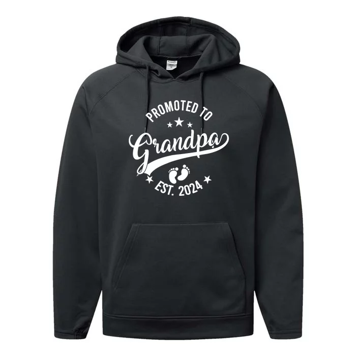 Promoted To Grandpa Est 2024 Fathers Day New Grandpa Performance Fleece Hoodie