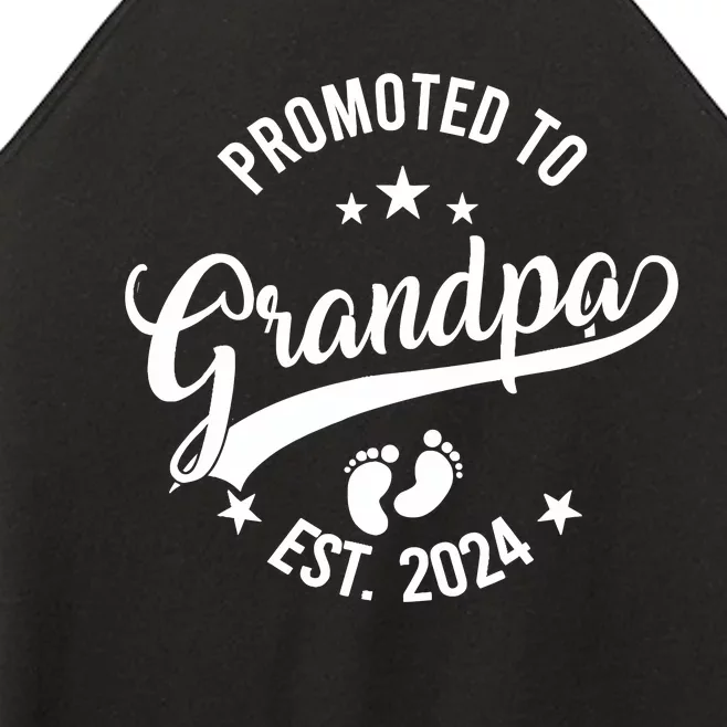 Promoted To Grandpa Est 2024 Fathers Day New Grandpa Women’s Perfect Tri Rocker Tank