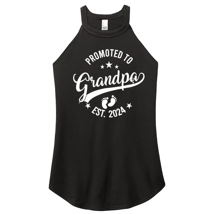 Promoted To Grandpa Est 2024 Fathers Day New Grandpa Women’s Perfect Tri Rocker Tank