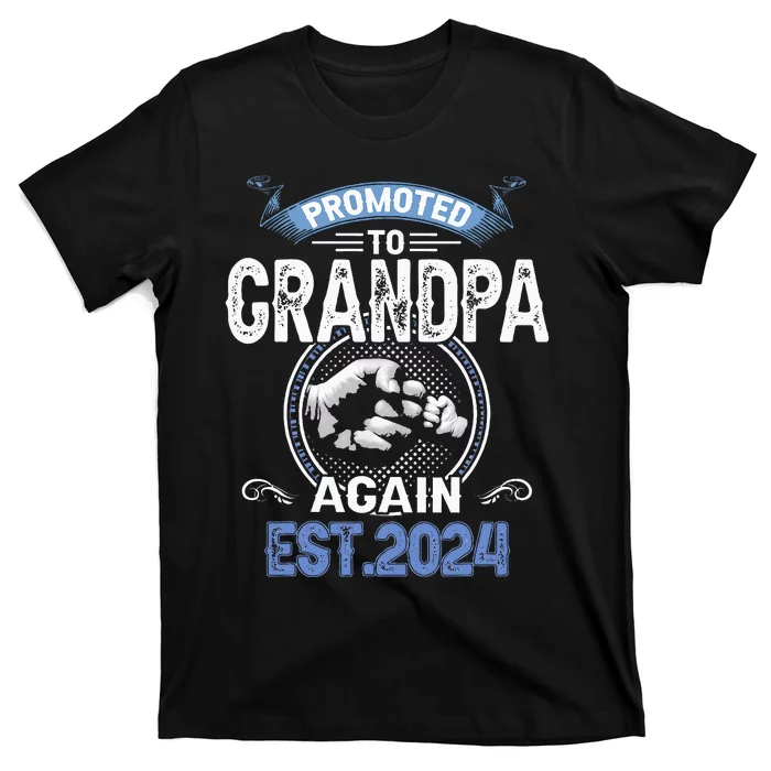 Promoted To Grandpa Again Funny Pregnancy Announcement 2024 T-Shirt