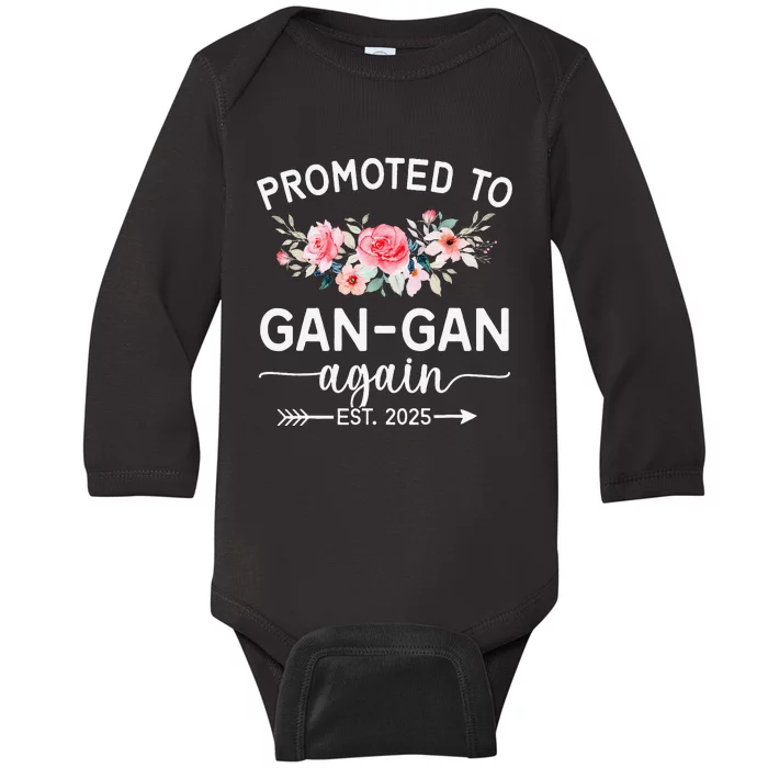 Promoted To Gangan Again Est 2025 Pregnancy Announcement Baby Long Sleeve Bodysuit