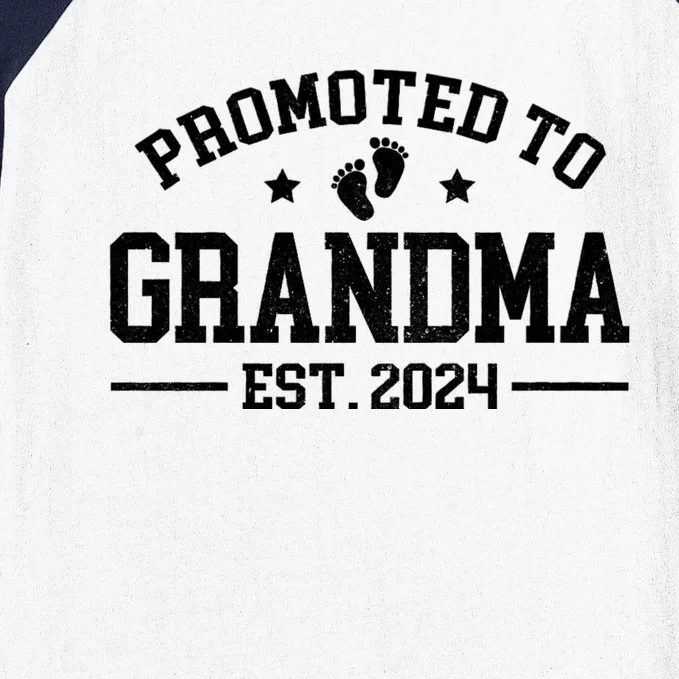 Promoted To Grandma Est. 2024 Grandparents Baby Announcement Baseball Sleeve Shirt