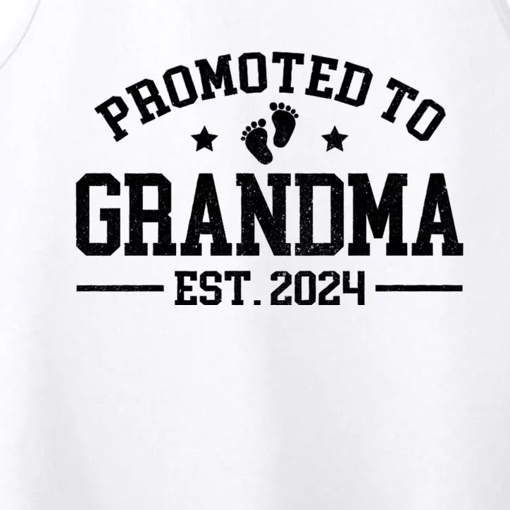 Promoted To Grandma Est. 2024 Grandparents Baby Announcement Performance Tank