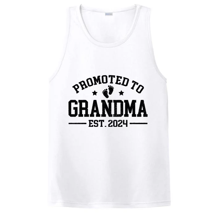 Promoted To Grandma Est. 2024 Grandparents Baby Announcement Performance Tank