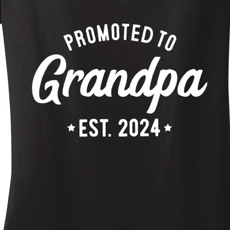 Promoted To Grandpa 2024 Soon To Be Grandfather New Grandpa Women's V-Neck T-Shirt