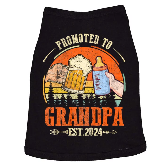 Promoted To Grandpa Est 2024 Retro Fathers Day New Grandpa Doggie Tank