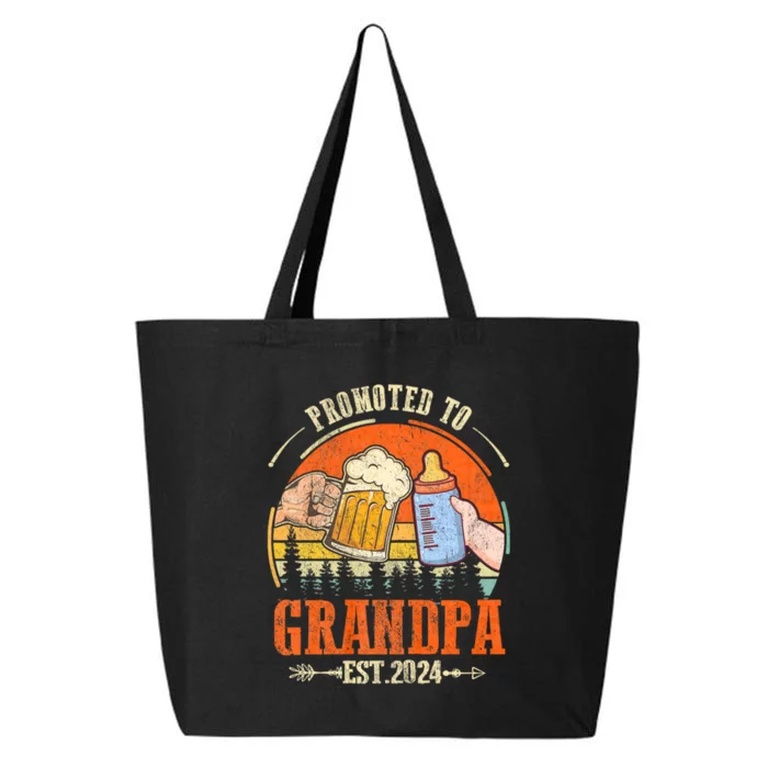 Promoted To Grandpa Est 2024 Retro Fathers Day New Grandpa 25L Jumbo Tote