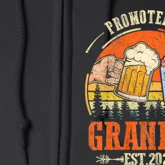 Promoted To Grandpa Est 2024 Retro Fathers Day New Grandpa Full Zip Hoodie