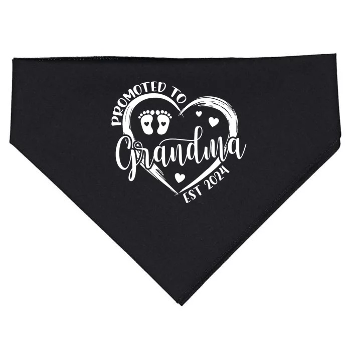 Promoted To Grandma Est. 2024 Grandparents Baby Announcement USA-Made Doggie Bandana