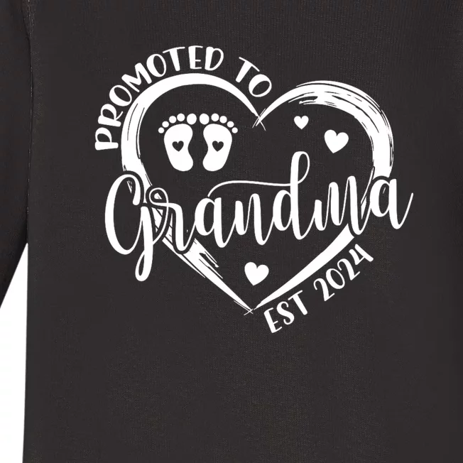 Promoted To Grandma Est. 2024 Grandparents Baby Announcement Baby Long Sleeve Bodysuit