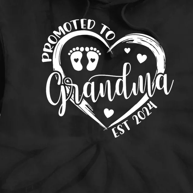 Promoted To Grandma Est. 2024 Grandparents Baby Announcement Tie Dye Hoodie