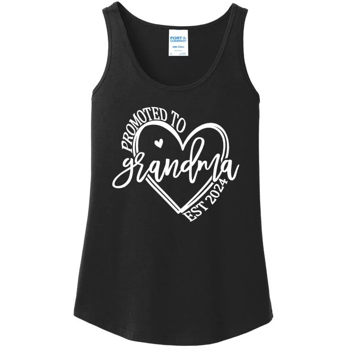 Promoted To Grandma Est. 2024 Grandparents Baby Announcement Ladies Essential Tank