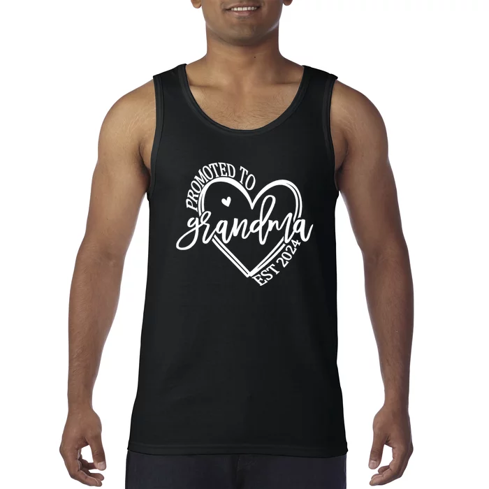 Promoted To Grandma Est. 2024 Grandparents Baby Announcement Tank Top