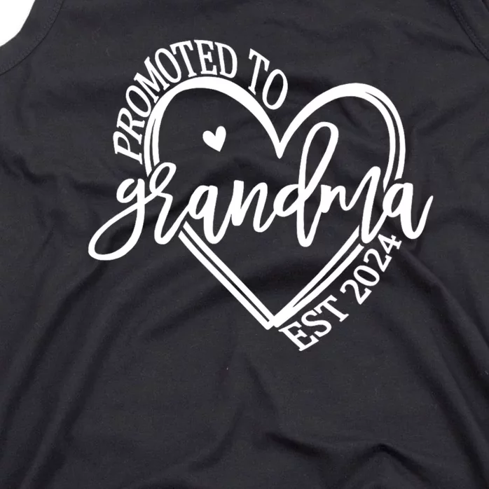 Promoted To Grandma Est. 2024 Grandparents Baby Announcement Tank Top