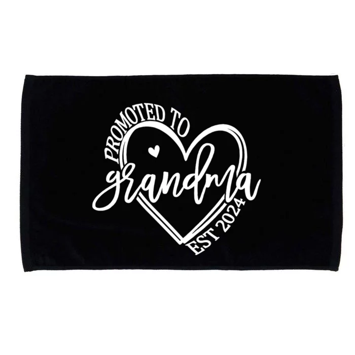 Promoted To Grandma Est. 2024 Grandparents Baby Announcement Microfiber Hand Towel