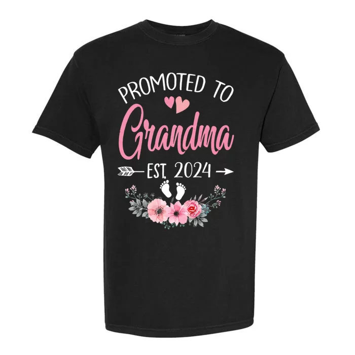 Promoted To Grandma Est. 2024 Grandparents Baby Announcement Garment-Dyed Heavyweight T-Shirt