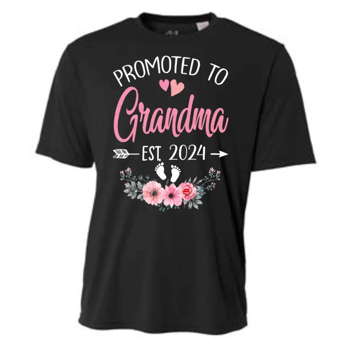 Promoted To Grandma Est. 2024 Grandparents Baby Announcement Cooling Performance Crew T-Shirt