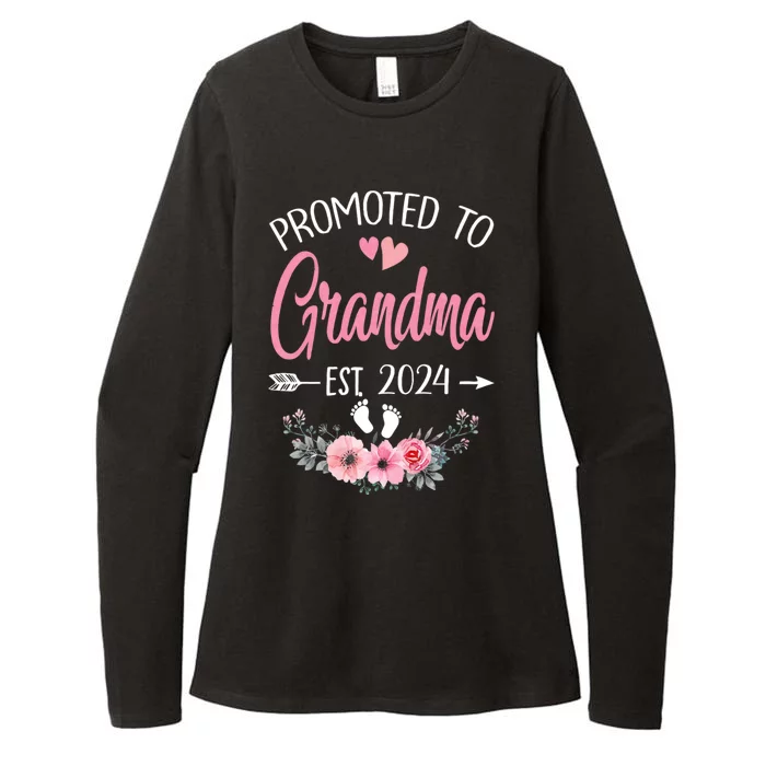 Promoted To Grandma Est. 2024 Grandparents Baby Announcement Womens CVC Long Sleeve Shirt