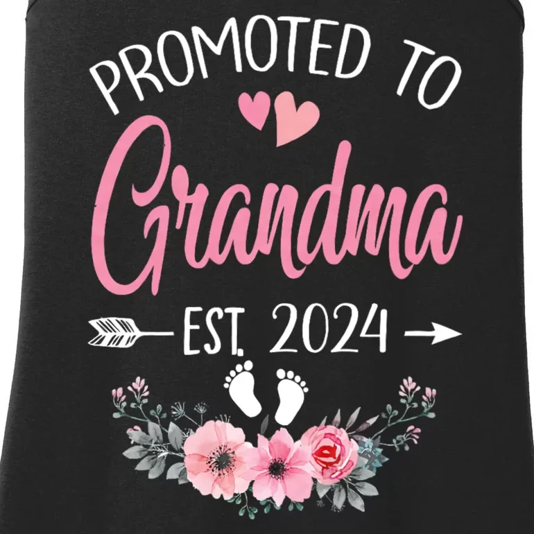 Promoted To Grandma Est. 2024 Grandparents Baby Announcement Ladies Essential Tank