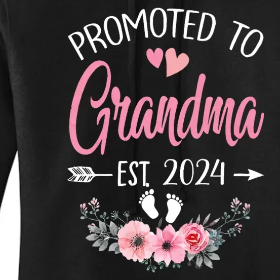 Promoted To Grandma Est. 2024 Grandparents Baby Announcement Women's Pullover Hoodie