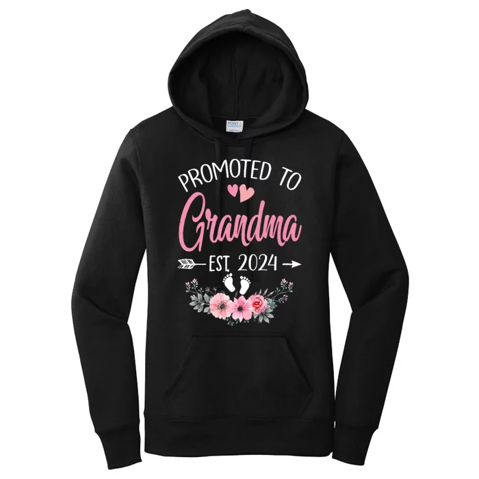 Promoted To Grandma Est. 2024 Grandparents Baby Announcement Women's Pullover Hoodie