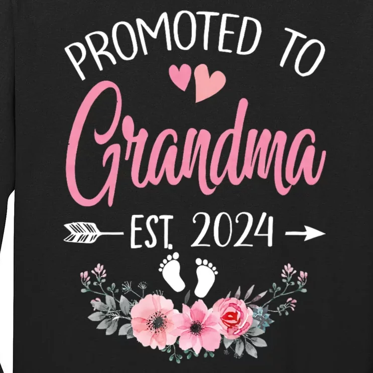 Promoted To Grandma Est. 2024 Grandparents Baby Announcement Tall Long Sleeve T-Shirt