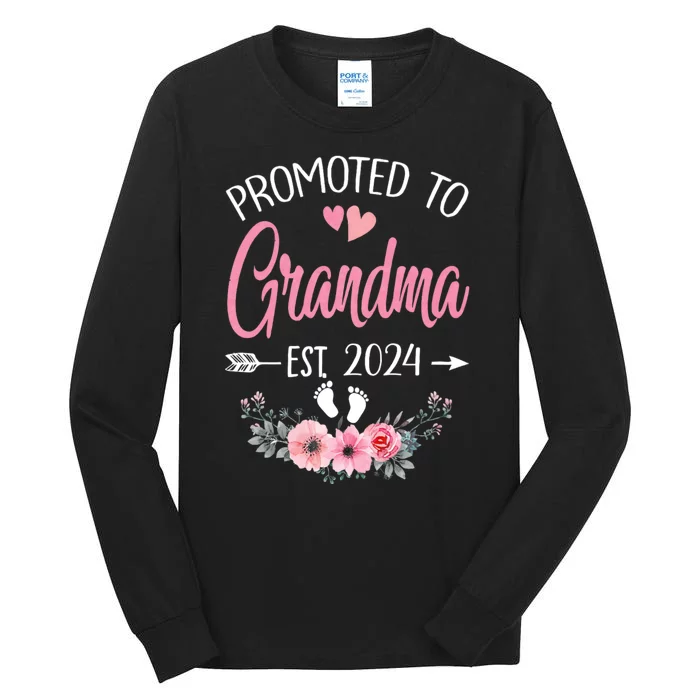 Promoted To Grandma Est. 2024 Grandparents Baby Announcement Tall Long Sleeve T-Shirt