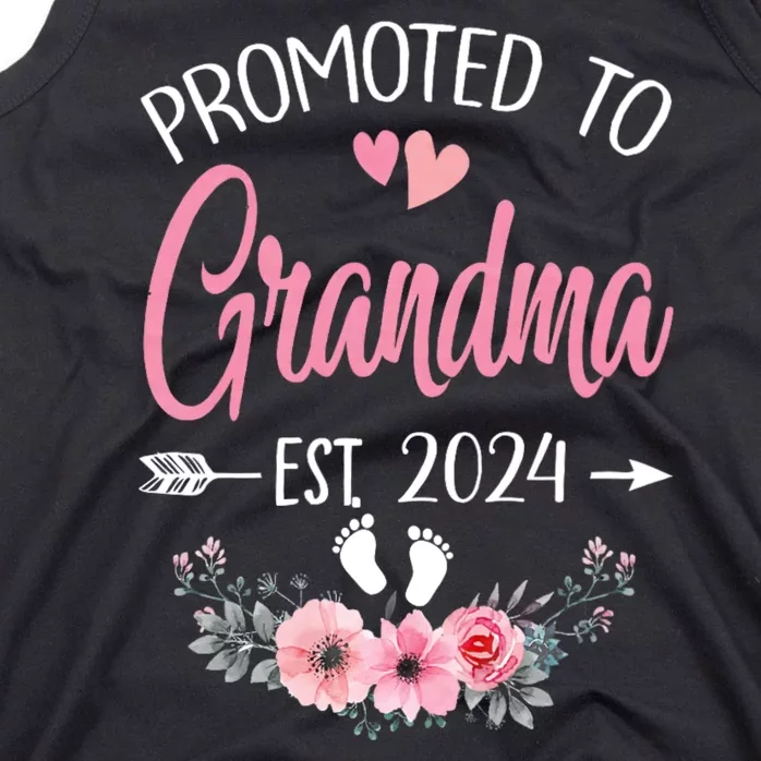 Promoted To Grandma Est. 2024 Grandparents Baby Announcement Tank Top