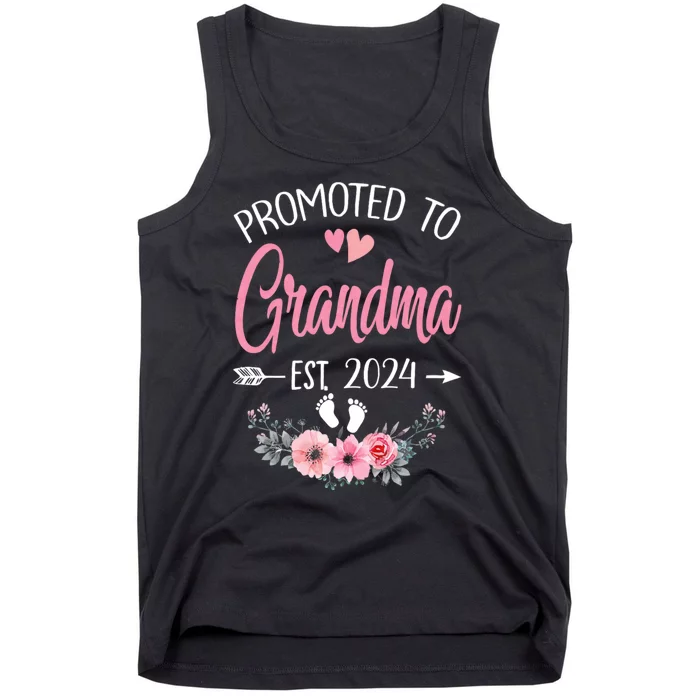 Promoted To Grandma Est. 2024 Grandparents Baby Announcement Tank Top