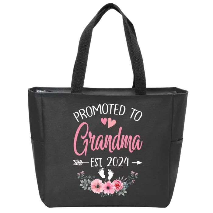 Promoted To Grandma Est. 2024 Grandparents Baby Announcement Zip Tote Bag