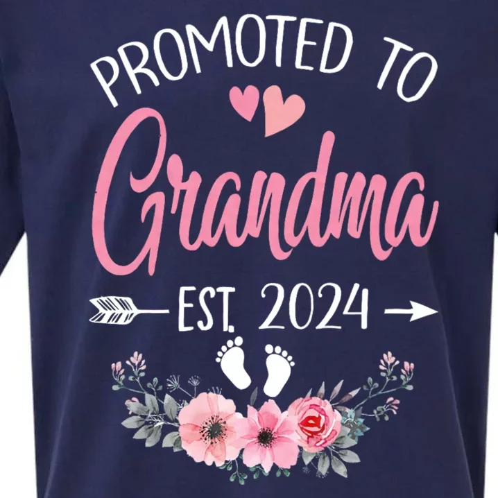 Promoted To Grandma Est. 2024 Grandparents Baby Announcement Sueded Cloud Jersey T-Shirt