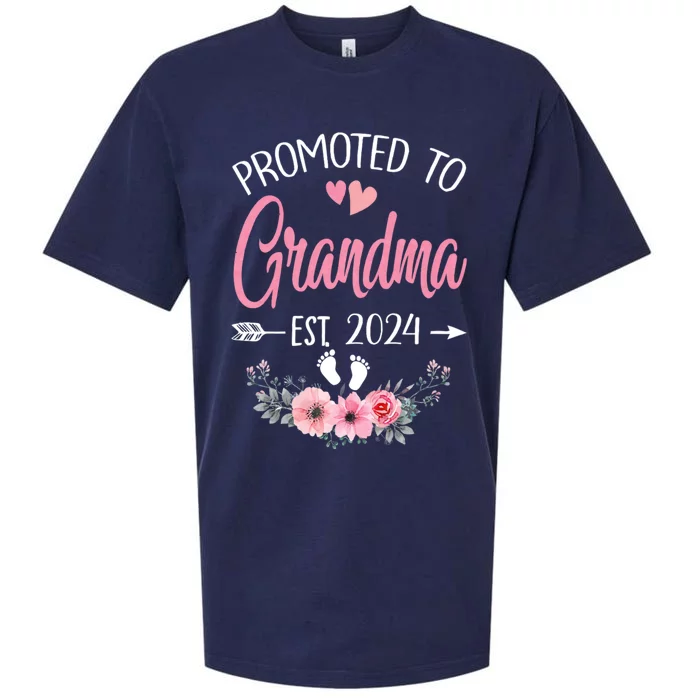 Promoted To Grandma Est. 2024 Grandparents Baby Announcement Sueded Cloud Jersey T-Shirt