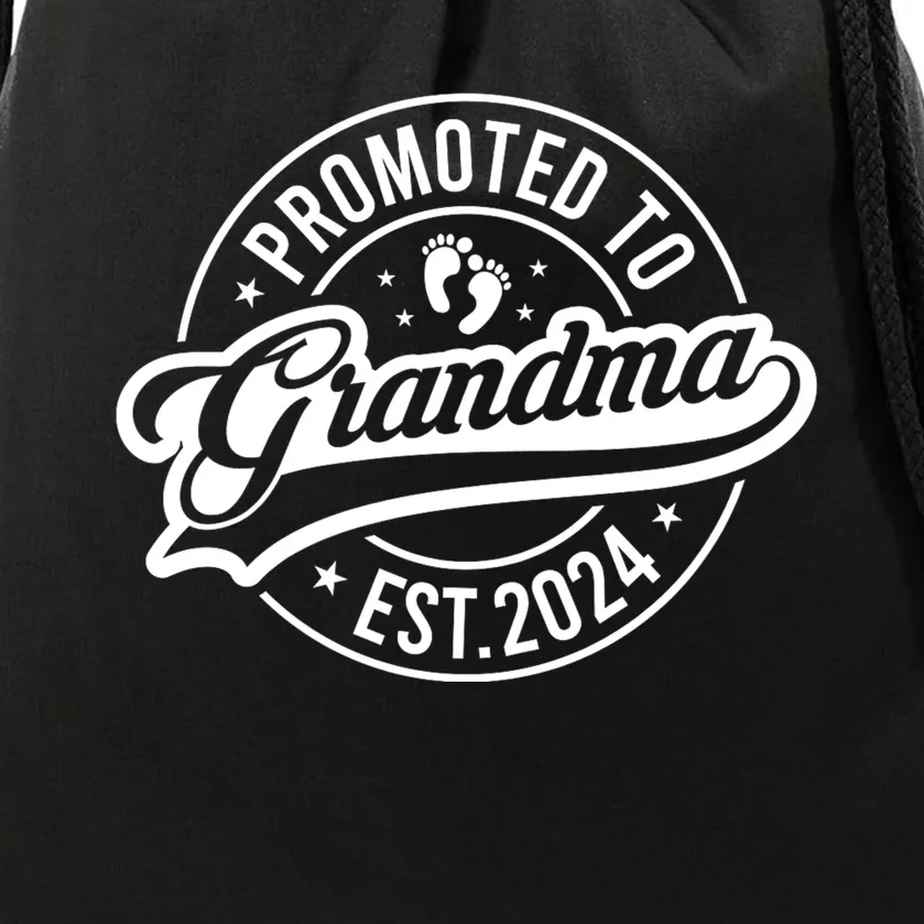 Promoted To Grandma Est. 2024 Grandparents Baby Announcement Drawstring Bag