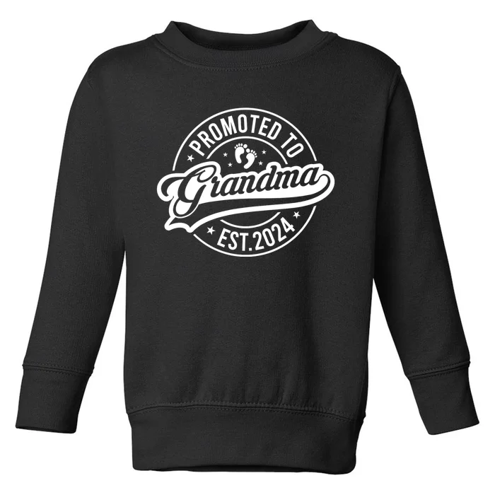 Promoted To Grandma Est. 2024 Grandparents Baby Announcement Toddler Sweatshirt